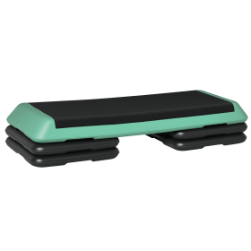 43" Adjustable Aerobic Platform Stepper 3 Level with Risers 4' 6' 8' Cardio Fitness Trainer Workout Step Home Gym Exercise, Black Green