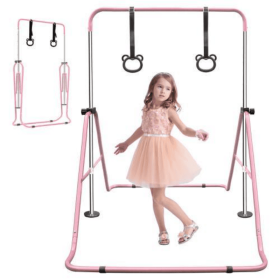 Children's Retractable Height Adjustable Folding Home Use Pink Gymnastics Training Stick (Color: Pink)